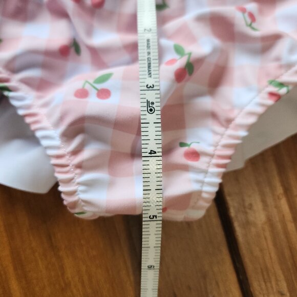 Baby Girl Cherry Print Plaid Bikini Swimsuit & Cap NWOT - Picture 13 of 14